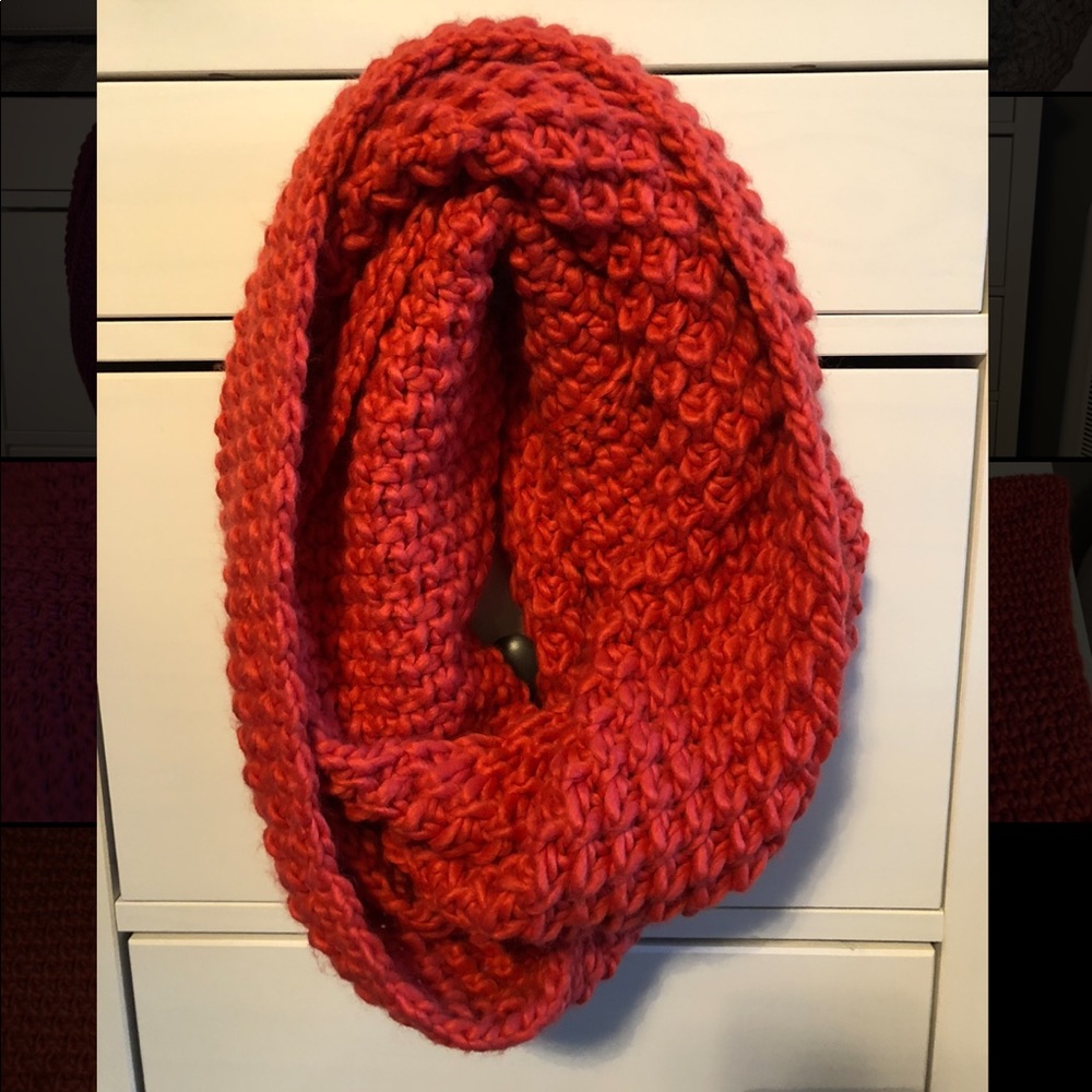 Orange infinity woven scarf